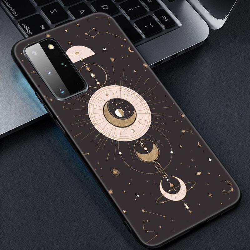 Witches Moon Tarot Mystery Totem Phone Case For Samsung Galaxy S22 Pro S21 S20 Ultra FE S10 Lite S9 S8 Plus S10E 5G Black Cover