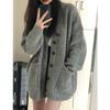 Fashion Elegant Knitted V-neck Cardigan Jacket Long Sweater Women Elegant Casual Solid Color Coats Loose Simple Autumn Winter Office Clothing