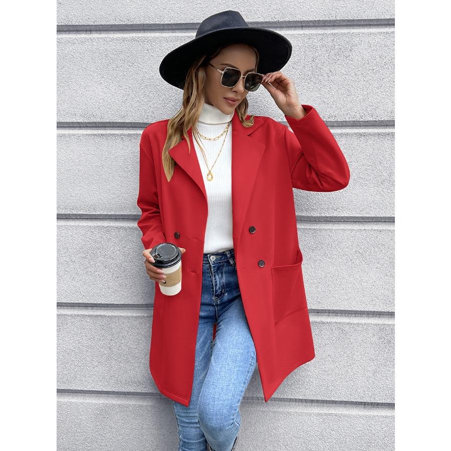 Женский осенне-зимний кардиган средней длины, пальто, двубортный трикотажный пиджак для женщин