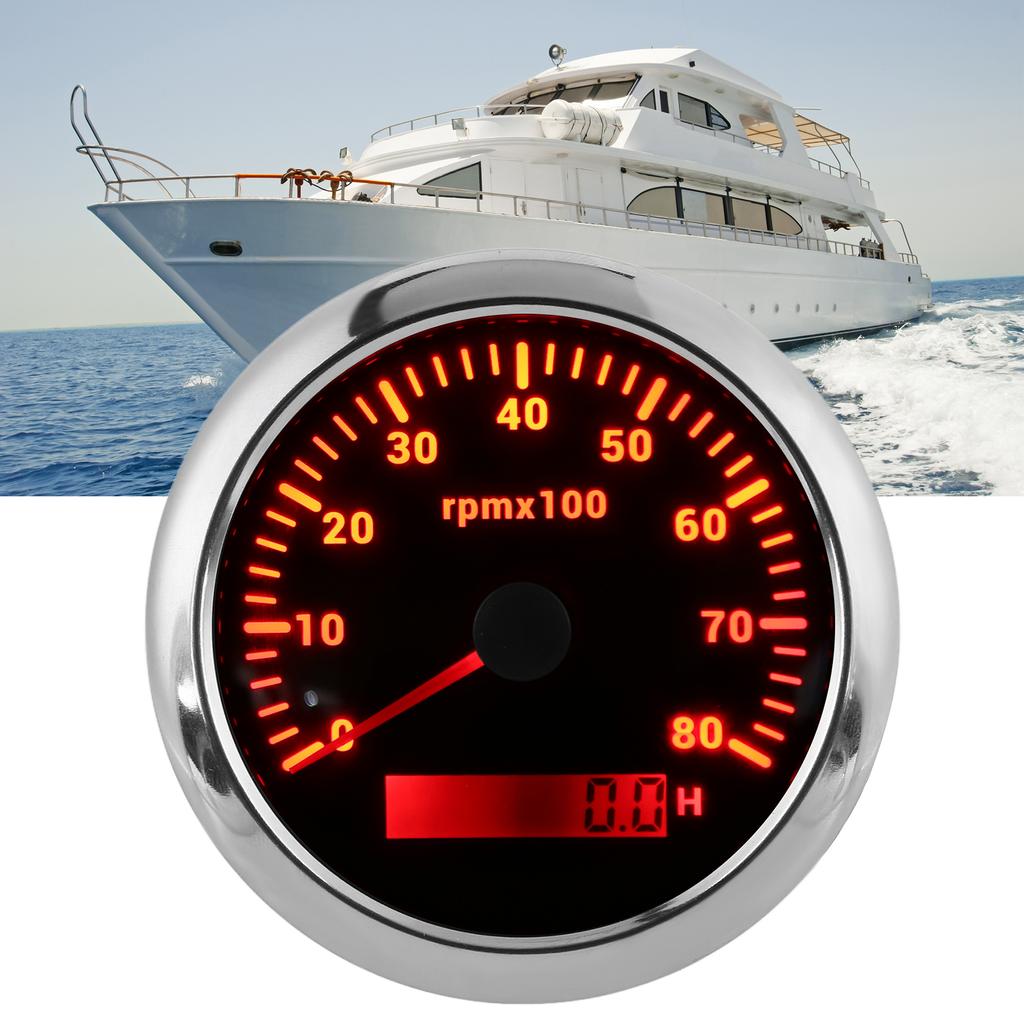 85mm 0‑8000RPM Tachometer 7 Colors Backlight IP67 Waterproof Pointer Type for Boat Marine RV 9‑32V