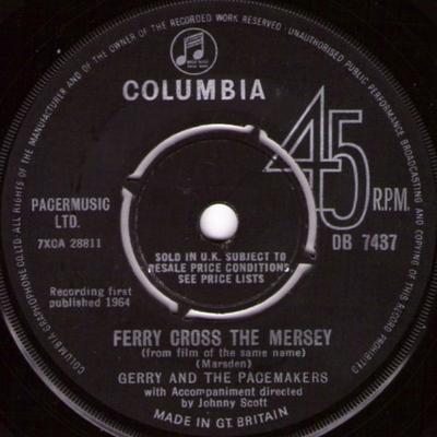 7-дюймовая пластинка GERRY & THE PACEMAKERS - Ferry Cross The Mersey DB7437 Columbia 1964 UK Rock б/у