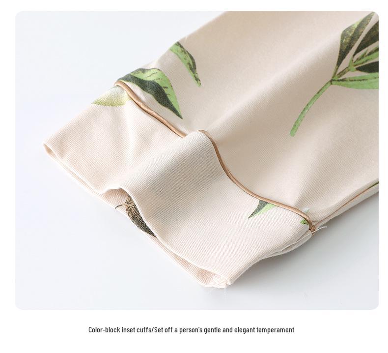 Женский хлопковый пижамный комплект - С длинным рукавом, Длинные брюки, Повседневный тонкий кардиган, Весенне-осенняя одежда