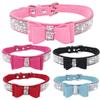 Bow Pet Collar Shiny Rhinestone Cat Collar Leash Small Poly Urethane Leather Dog Collar
