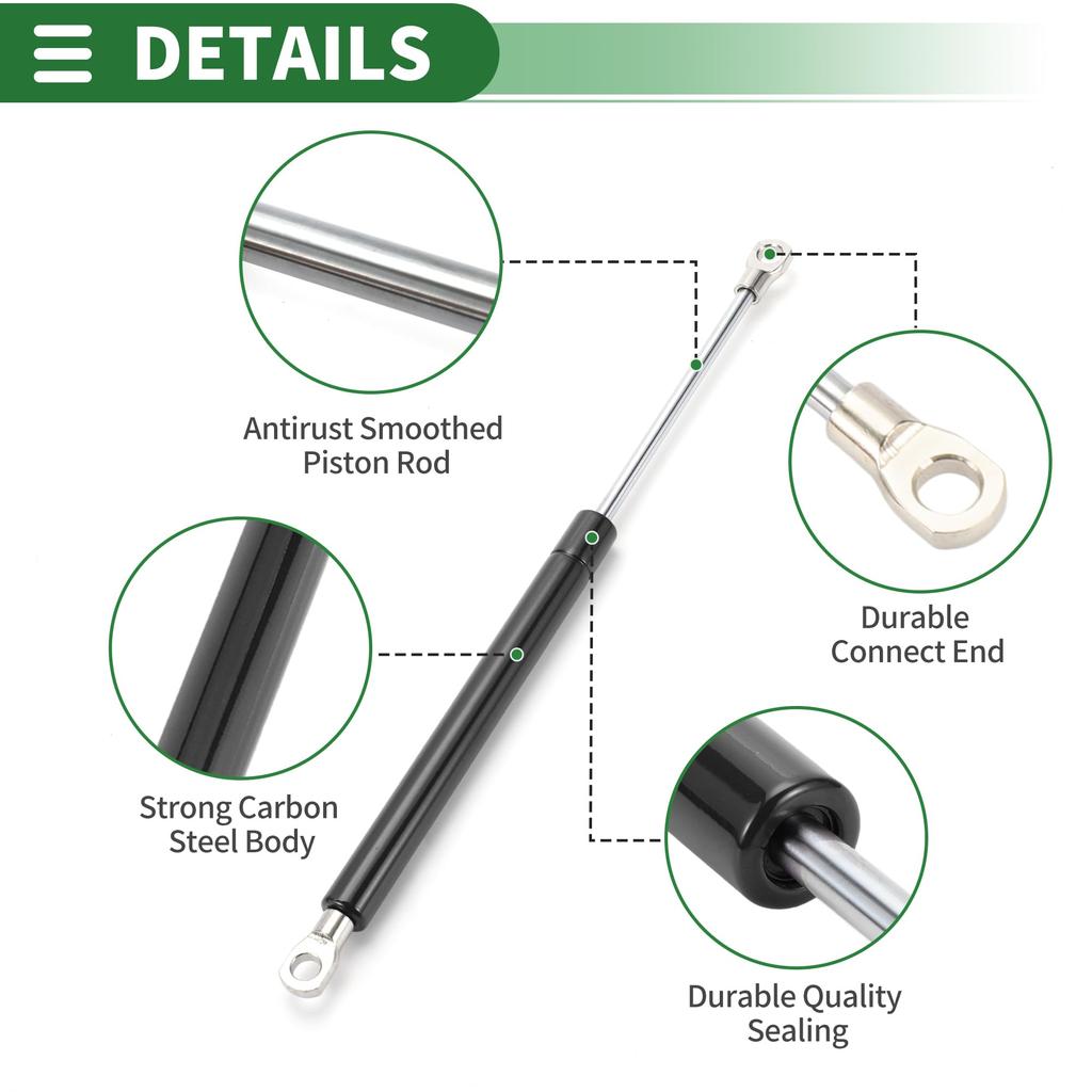 Motoforti Universal Lift Support Strut Gas Springs, 12-inch/305mm, 20lb/90N/9kg, Metal Black, 2-Piece Set