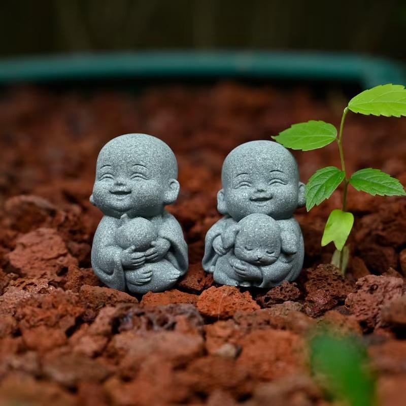 Статуэтка Животного Монаха из смолы, Декорация Zen Stone, Просветляющее Искусство для Сада, Настольный Дисплей