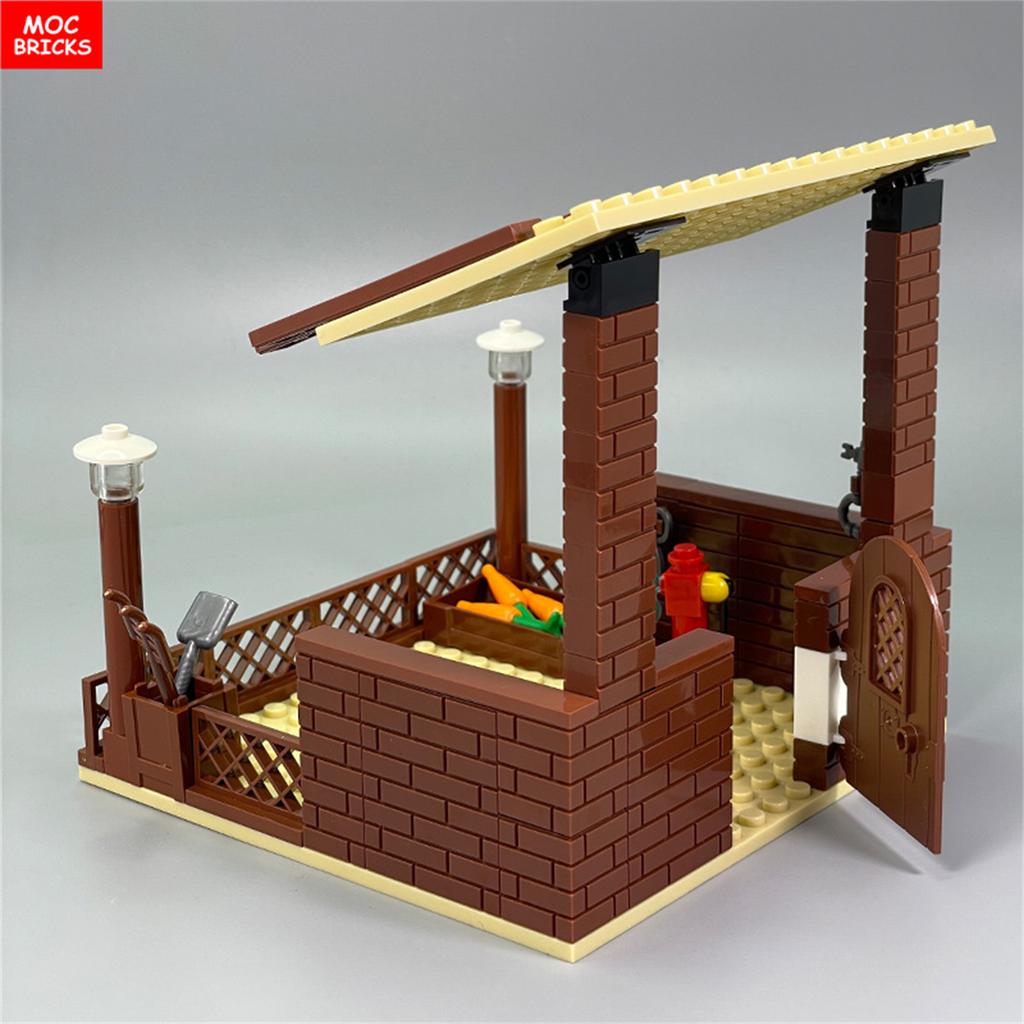 MOC Кирпичи Милая Овца Коза Сарай Овчарня Животное DIY Ферма Пастбище Вид Строительные Блоки Аксессуары Детские Игрушки Подарки