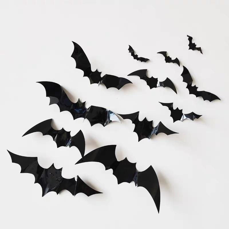 3D Halloween Wall Decor Set: PVC Pumpkin & Bat Stickers for Festive Scenes