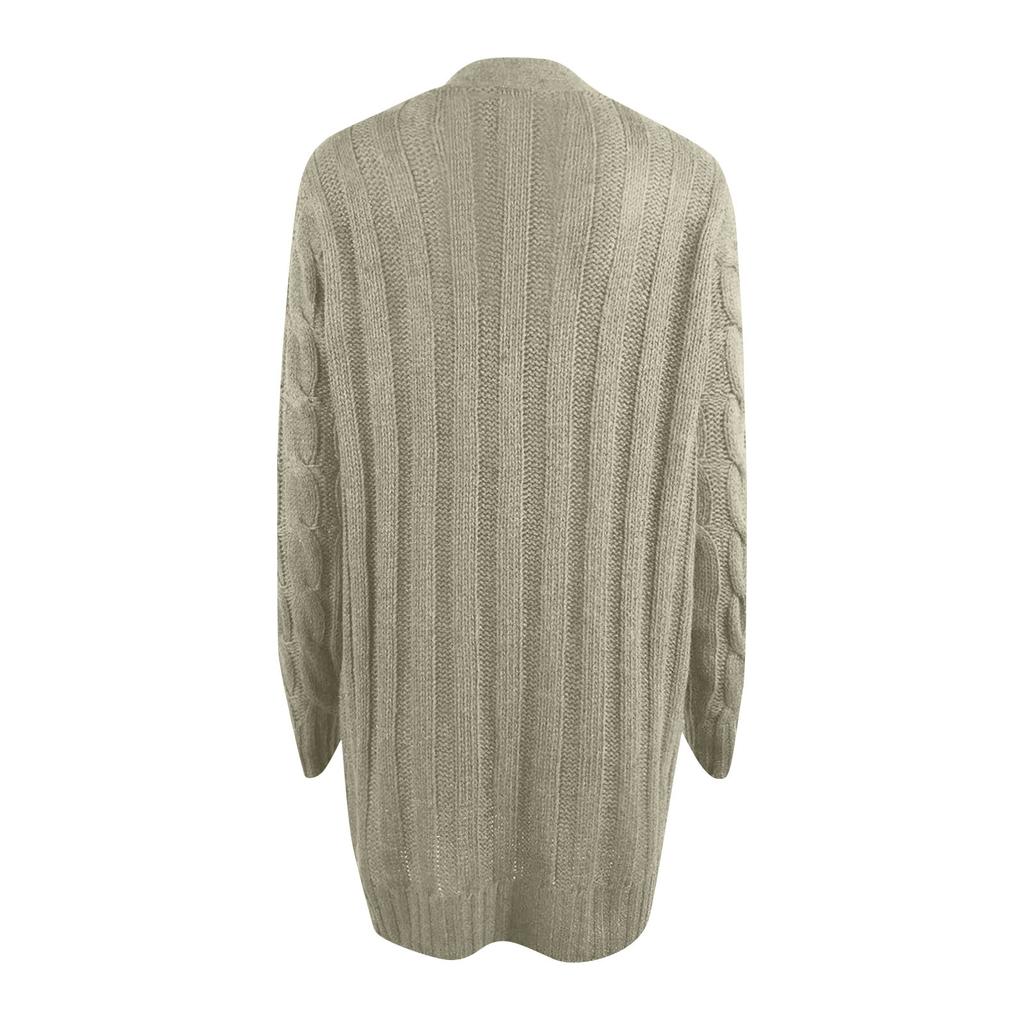 Женский однотонный кардиган с длинными рукавами и карманами с открытой передней частью, вязаные свитера, пальто