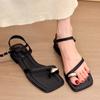 Leather Flip Flops Low Heels Elegant Summer Shoes Chic Concise Slingback Party Dating Party Modern Women Sandals