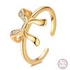Original Copper Ring Bowknot Open Shiny Gold Women Valentine'S Day Birthday Gift Diy Jewelry