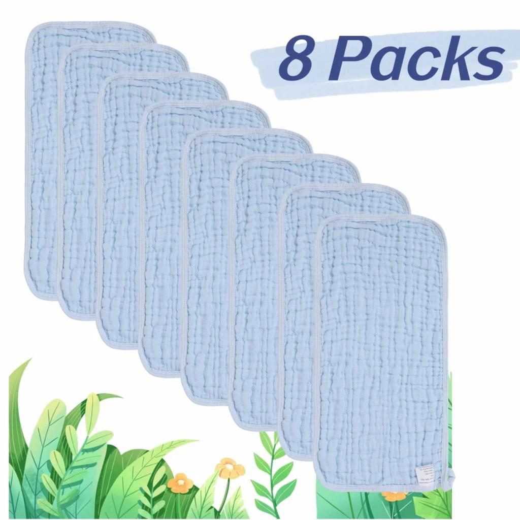 8 шт./упак. 10×20 дюймов, шестислойное детское полотенце для мытья лица, квадратное полотенце с пузырьками, мягкое впитывающее воду однотонное квадратное полотенце, детское полотенце-нагрудник