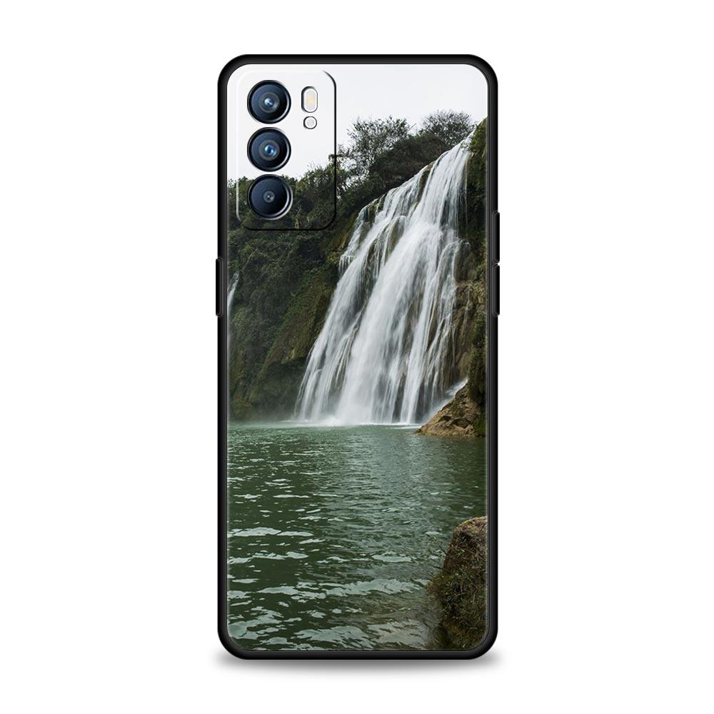 Waterfall Nature Trees Ship Phone Case For Oppo A54 A53 A52 A9 2020 A15 A95 A16 A76 A74 A12 Find X5 SE Reno6 Pro Plus 5G Cover