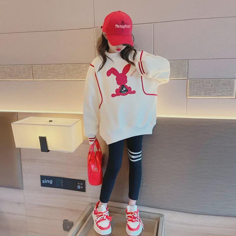 Свитшот в корейском стиле для девочек - весна/осень 2023 г., повседневный модный топ для детей среднего и старшего возраста