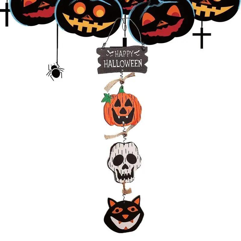 2pcs Halloween Door Hanging Sign Happy Halloween Wooden Signs Rustic Door Hanger Sign for Home Room Indoor Outdoor Ornament