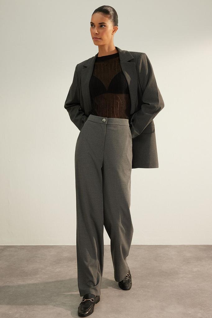 Женские стильные брюки антрацитового качества. Широкие тканые брюки премиум-класса.