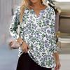 Women's T Shirt Tee Print Button 3/4 Sleeve Daily Weekend Fashion Basic V Neck Regular Top