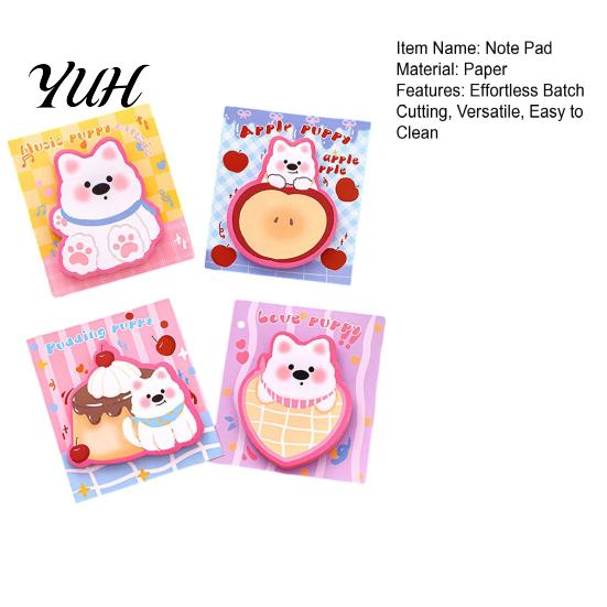 Creative Message Pads 4Pcs Cartoon Dog Shape Note Set Cute Self-Adhesive Memo Reusable Reminder Notes for Students Office Removable Notepads Reminders