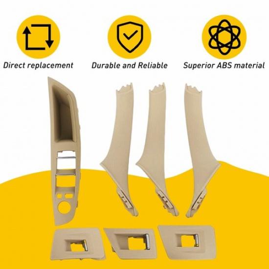 Beige For 10-16 BMW 5 Series F10 Inner Door F11 Handle Panel Pull Trim Cover
