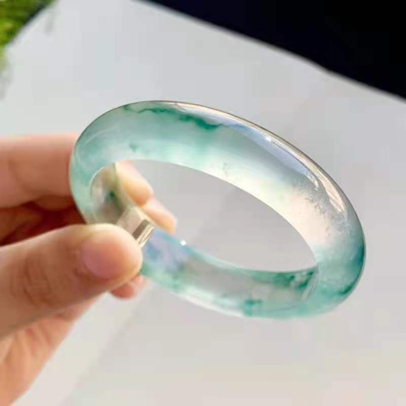 Плавающий браслет из цветочного нефрита с ледяным прозрачным и нежным нефритом, плавающий браслет из голубого цветочного нефрита