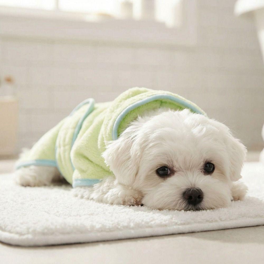 Warm Dog Hooded Bathrobe Coral Fleece Microfiber Dog Towel Rabbit Ear Design Pet Robe Swimming