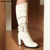 Fashion 2025 Women Boots Autumn and Winter New High Heels Knight Boots Fashion Retro Belt Buckle Knee High Boots Female Plus Size 43