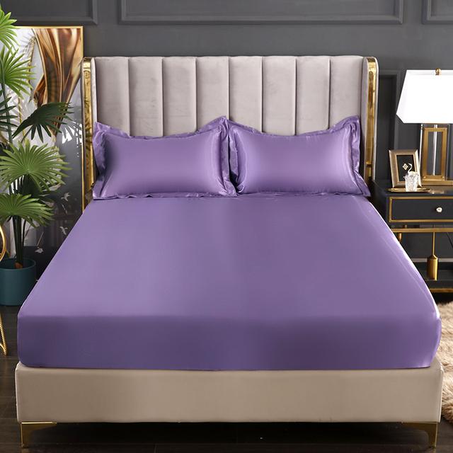 Bed Sheet Home Textile Three-piece Set Home High-end Solid Color Satin Silk Bed Sheet Mattress Cover Elastic Band Bed Sheet Bedding
