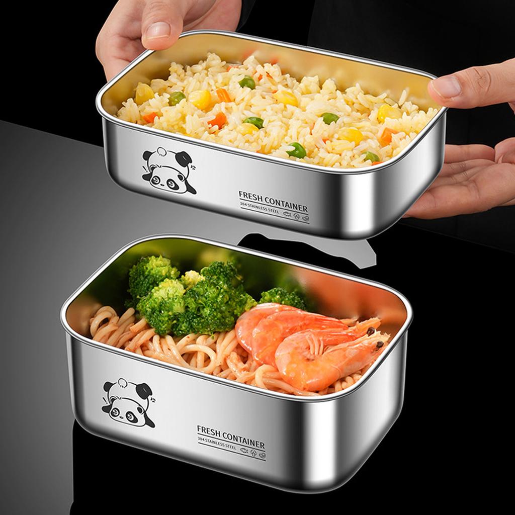 Большая емкость для хранения продуктов из нержавеющей стали, герметичный ланч-бокс с крышкой, металлический контейнер для хранения продуктов для дома и офиса