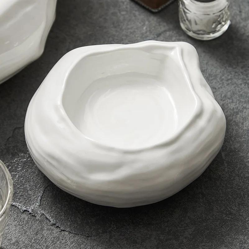 Нестандартные остроугольные двойные миски, ресторанная и клубная посуда, керамическая посуда, специальные салатники, кулинария.