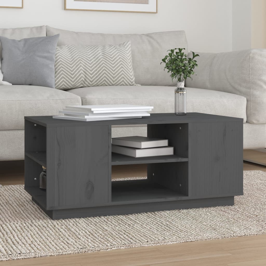 Vidaxl Stolik Kawowy, Szara, 90X49X40,5 Cm, Lite Drewno Sosnowe