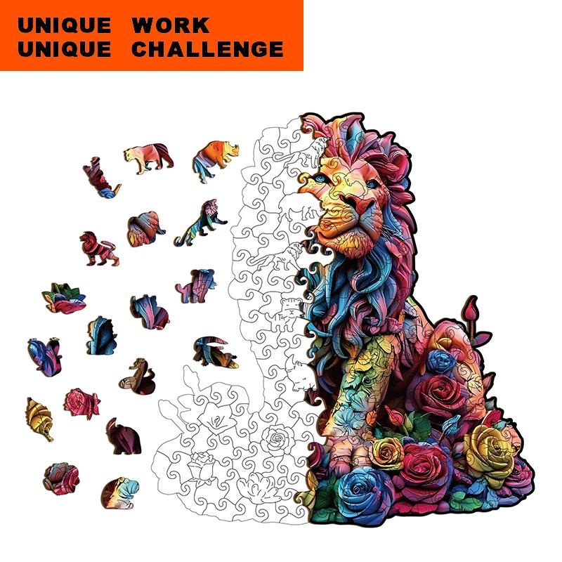 Wooden Irregularly Shaped Animal Jigsaw Puzzles Adult Toys 3D Lions Dinosaurs Eagles Creative Crafts Jigsaw Games Holiday Gifts