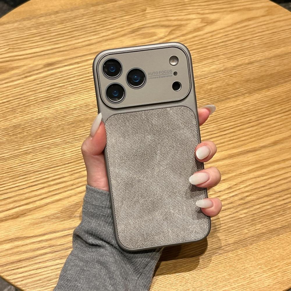 Luxury Original Frosted Denim Leather Phone Case For iPhone 17 16 15 14 13 Pro Max 17ProMax Nonslip Shockproof Full Bumper Cover
