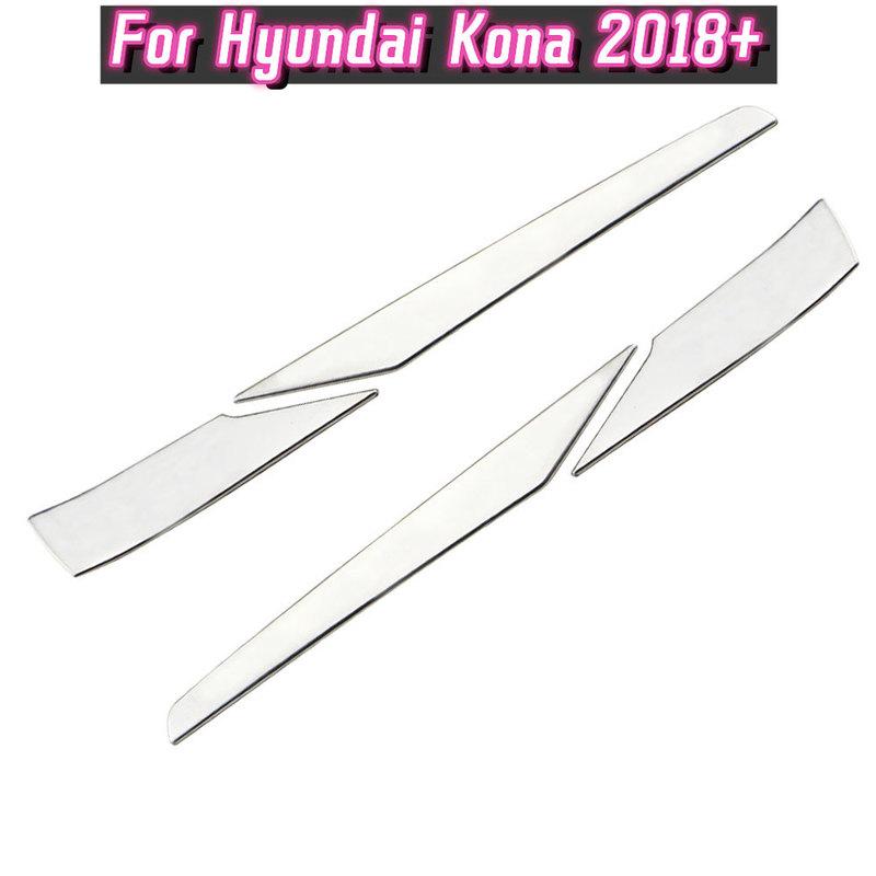 4Pcs Stainless Steel Car Rearview Mirror Cover Anti-Scratch Sticker Trim for Hyundai Kona Kauai Encino 2017- Accessories