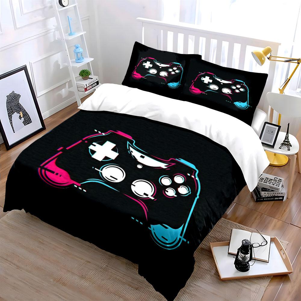 Futuristic game controller design Print Bedding Set 1 Duvet Cover 2 Pillowcases for Adult and Children Luxury Gift Full Size