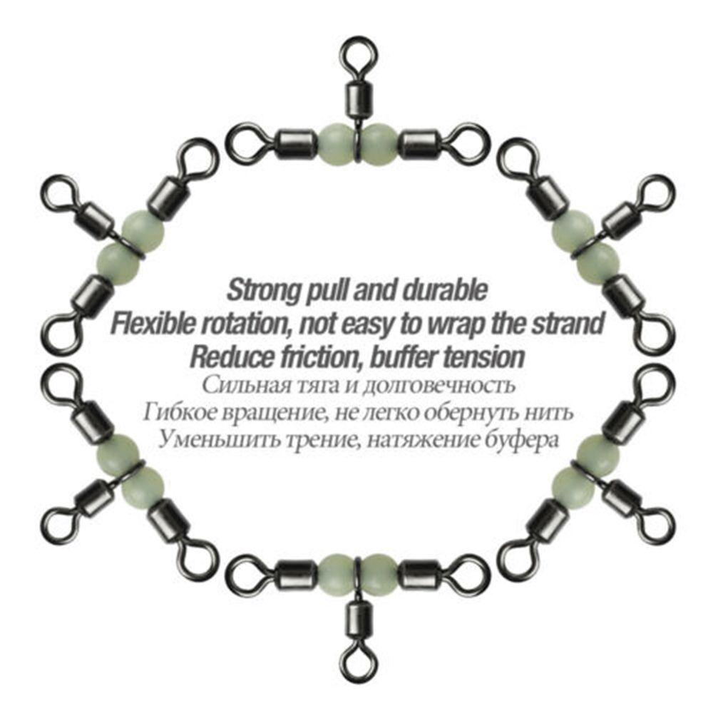 10Pcs Durable Luminous Splitter Brass Barrel Ring Rolling 3 Way Trident Fishing Pin Line Connector