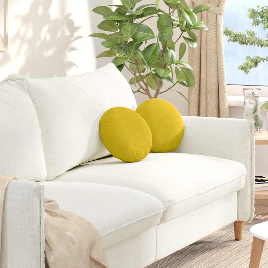 Seat Cushion 2 pcs Yellow Ø30 x 13 cm Velvet