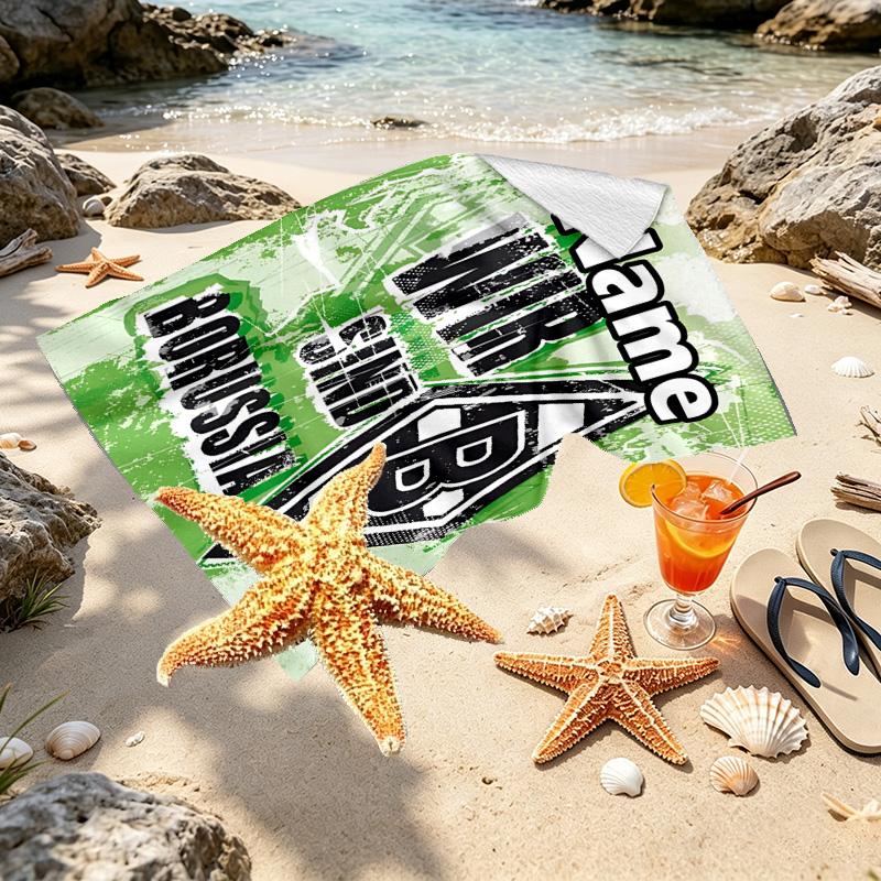 Custom Name Personalized Borussia Monchengladbach Print Beach Towel, for Trip Camping Beach Party Home Decor, Birthday Gift for Family & Friends
