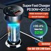 KEBIDU 52 Вт Автомобильное зарядное устройство PD QC3.0 USB Быстрая зарядка Штекер прикуривателя Адаптер зарядки с цифровым дисплеем Автомобильные аксессуары