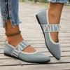 Knitted Color-block Women's Flat Shoes Dressy Ballet Flats Casual Striped Straps  Pointed Toe Loafers Female