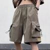Мужские летние шорты-карго со средней посадкой и эластичной резинкой на талии, повседневные шорты с регулируемым шнурком и несколькими карманами, широкие пляжные шорты, уличная одежда