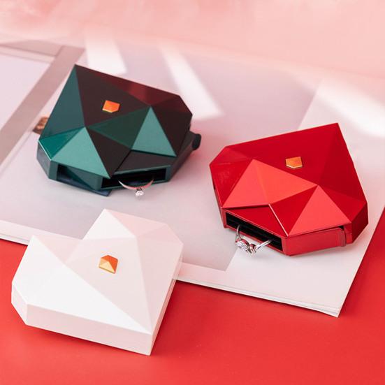 Подарочная коробка для кольца в форме сердца с мягкой фланелевой подкладкой, полированной текстурой и автоматическим открыванием, художественная коробка для ювелирных изделий