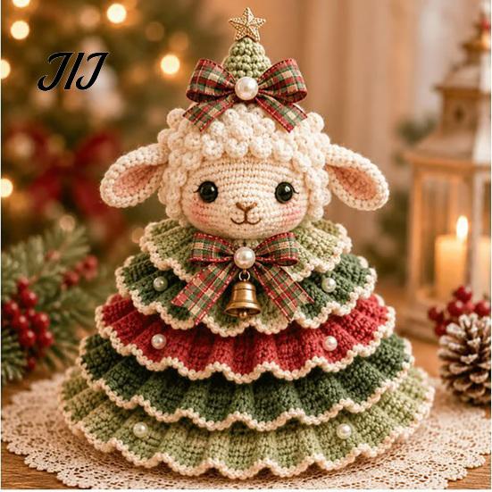 Handmade Birthday Gift Ideas Animal Xmas Tree Crochet Kit, Christmas DIY Cute Ornaments Highland Cow Forest Craft Kit for Beginners, Holiday