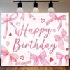 Pink Bow Tie Girls Background Birthday Party Decoration Balloon Flowers Diamond Backdrop Supplies Kids Baby Photo Props Gifts