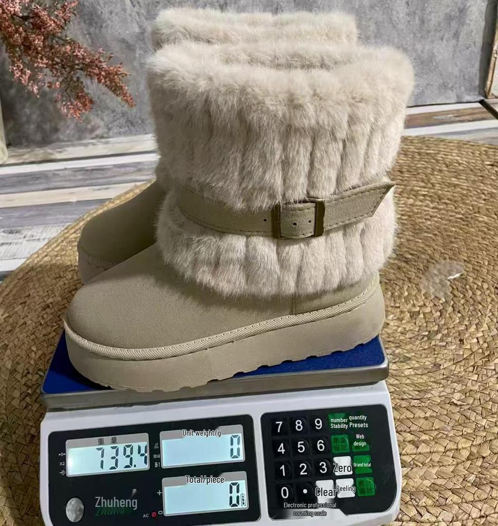 Women's Thick-Soled Slip-On Snow Boots: Velvet-Lined Winter Cotton Shoes