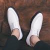 Fashion Autumn Korean Men's Pointed Lace Up Casual and Comfortable Leather Shoes Classic Black and White Men's Thick Soled Oxford Shoes