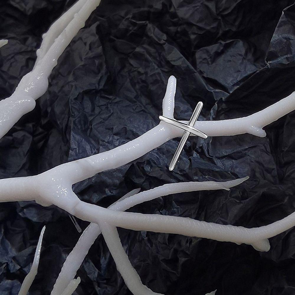 Hip Hop Trend Cross Hollow Silver Plate Geometry Metal Ear Studs Korean Style Earrings Men Earrings