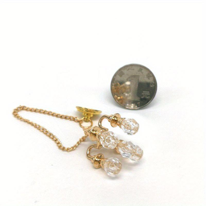 1:12 Gold/silver Five-head Chandelier Miniature Food Play Scene Crystal Light Model Doll House Accessories