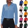 Women Tops Long Sleeve Casual V Neck Shirts Summer Business Work Blouses