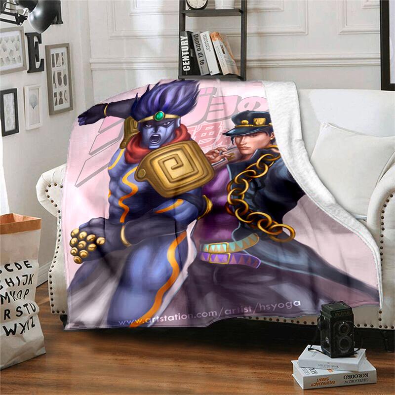 1pc Blanket JoJo's Bizarre Adventure Print Design, Lightweight Blanket for Sofa, Bed- Soft &Warm, Gift for All Seasons like Christmas, Halloween