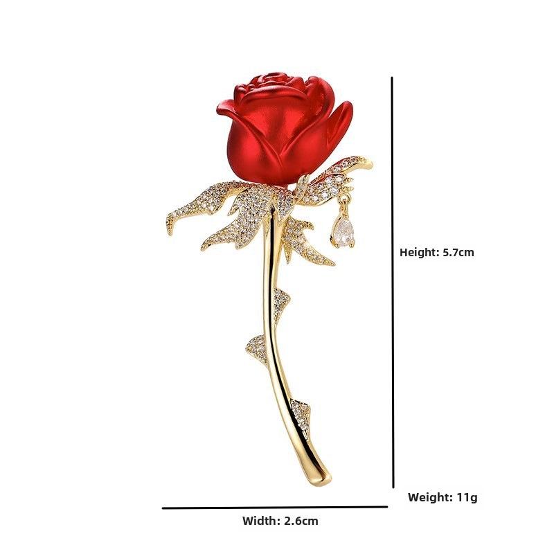 2024 Red Rose Brooch for Coat Suit - High-End Fashion Accessory