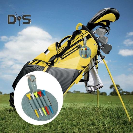 Golf Tee Bag Faux Leather Golf Tee Pouch Bag with 5 Tees Golf Accessory Carry Case Tees Organizer Holder for Men